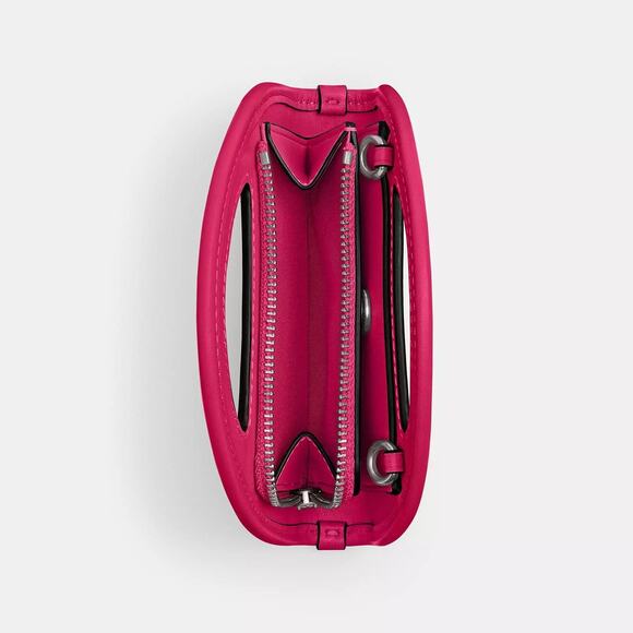 💜Coach Top Handle Card Case  Silver/Dragonfruit - Picture 6 of 14